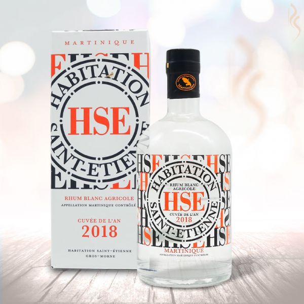 rhum blanc HSE cuvée de l'an 2018 packaging bouteille